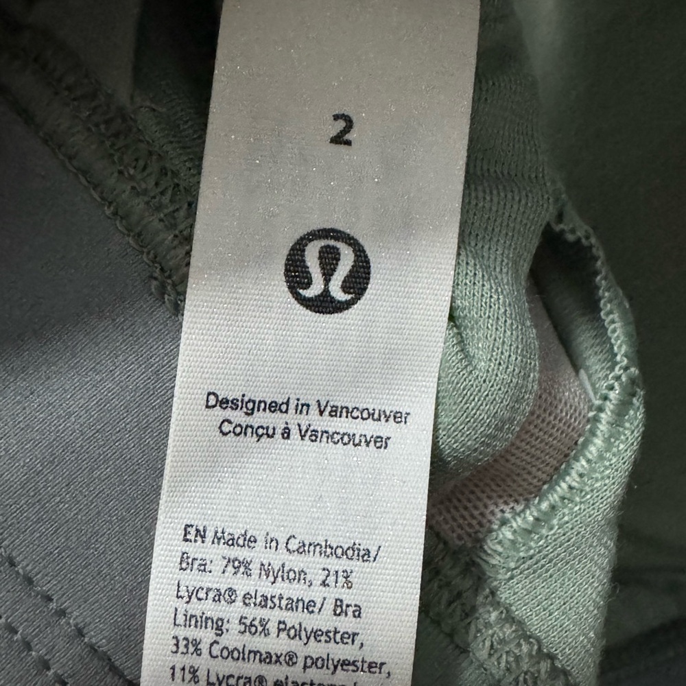 Lululemon Energy Sports Bra Long Line size 2 athletic padding green CDGM XS - Picture 5 of 8